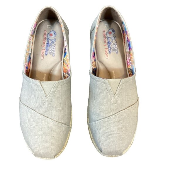 Skechers BOBS Espadrille Wedge Slip-Ons High Jinx 7.5 Taupe/Greige 293J - Picture 2 of 9